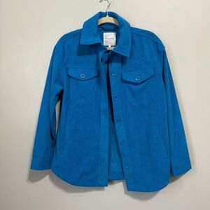 Anthropologie Avec Les Filles Blue Corduroy Ribbed Shacket Jacket Size Small